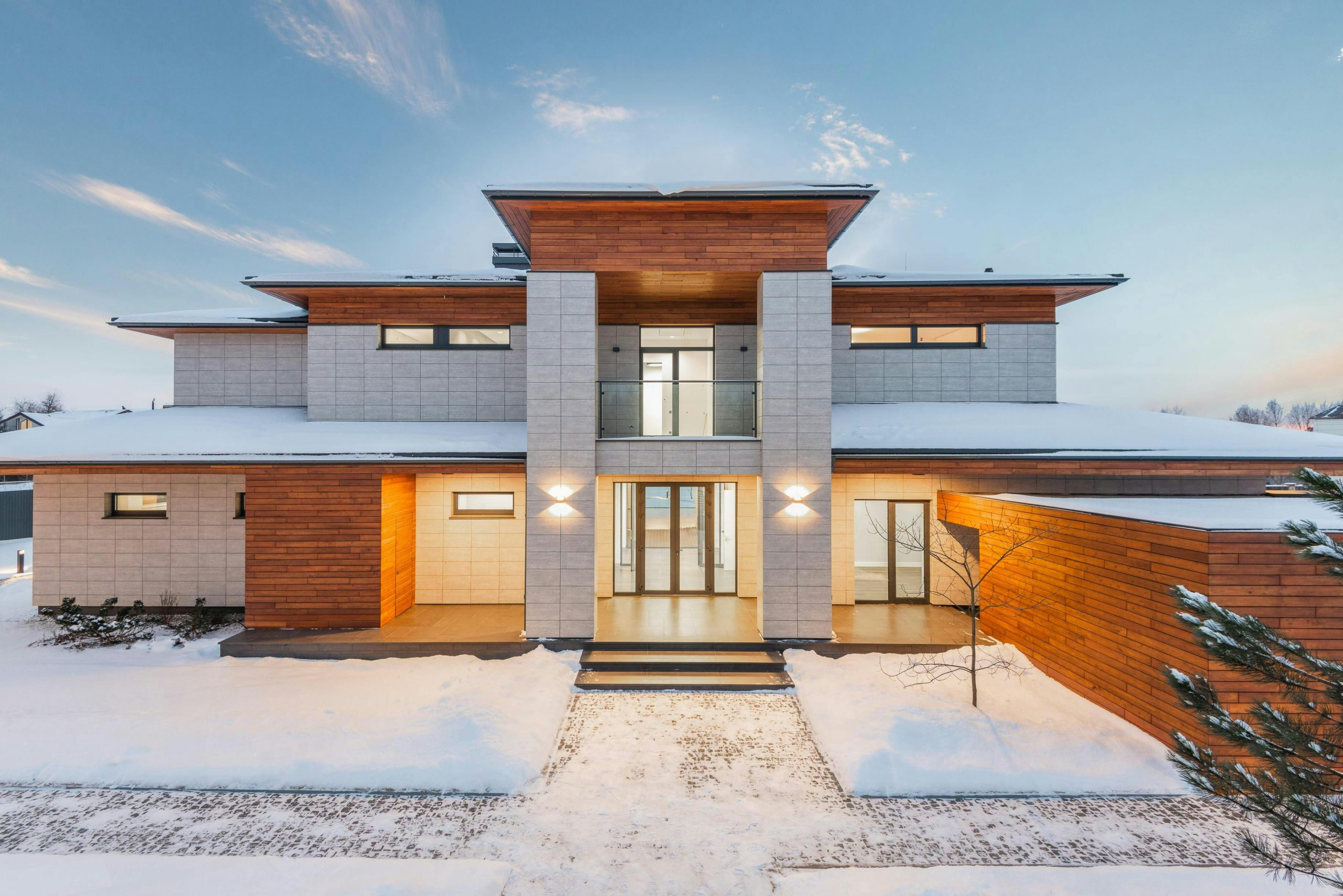 Beautiful home with snow